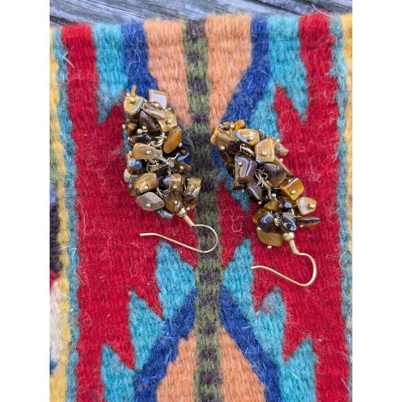 Vintage Tigers Eye Nugget Earrings - Picture 7 of 10